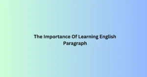 The Importance Of Learning English Paragraph